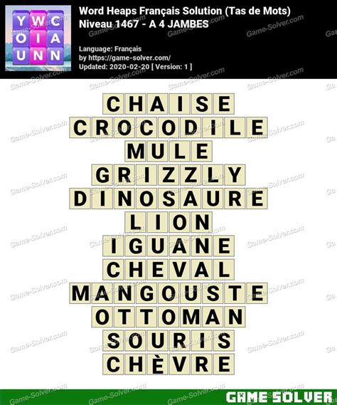 Solution Wordalot Niveau 1467 .